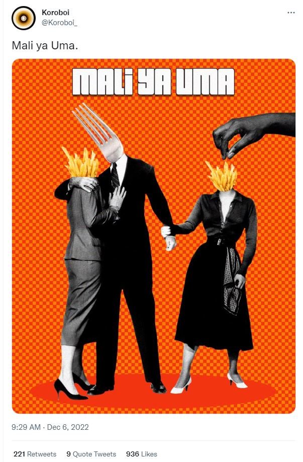 Koroboi koroboi_ mali ya uma mlieavma 9.29 am dec 6, 221 retweets 9 quote tweets