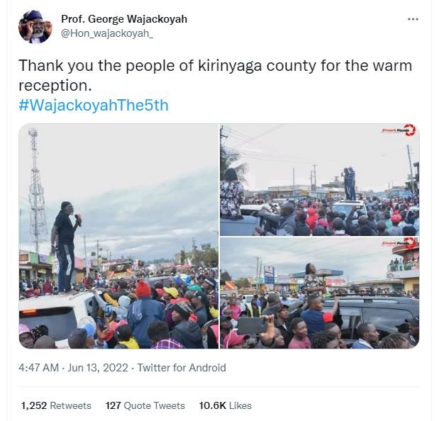 Prof. george wajackoyah hon_wajackoyah _ thank you the people of kirinyaga count