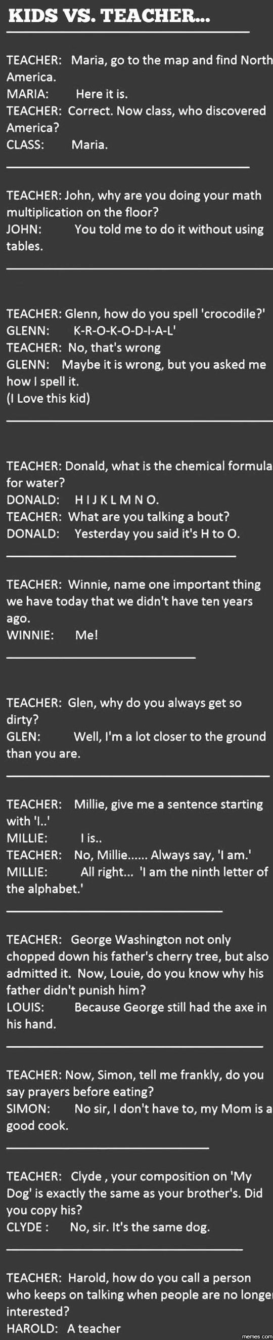 Kids vs. teacher teacher maria, go to the map and find north america. maria here