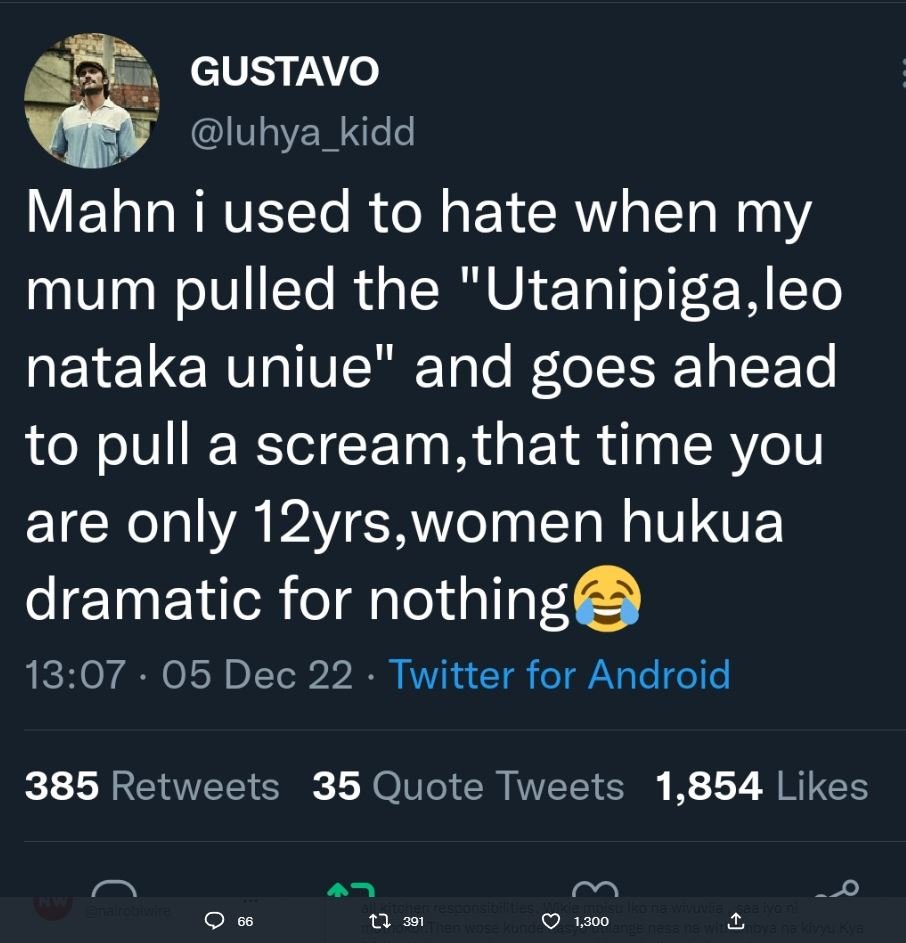 Gustavo luhya_kidd mahn i used to hate when my mum pulled the utanipiga,leo nata