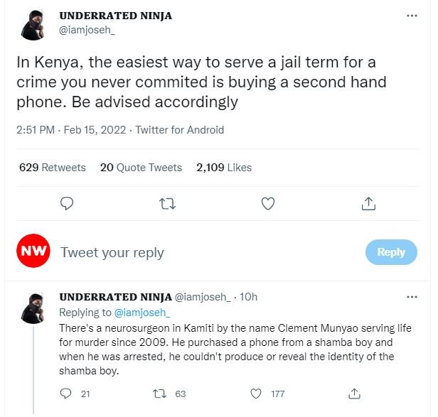 UNDERRATED NINJA iamjoseh_ In Kenya, the easiest way to serve a jail term for a