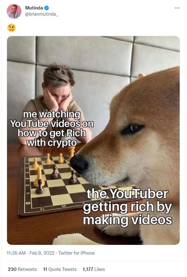 Mutinda brianmutinda me watching YouTubevideoson howfo get Rich Wvith crypto the