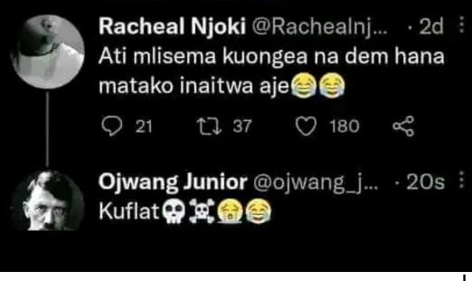 Racheal njoki rachealnj 2d ati mlisema kuongea na dem hana matako inaitwa aje 0