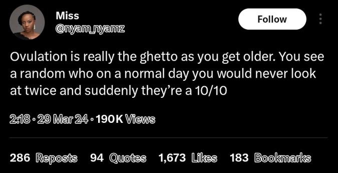 Miss yannyanz follow ovulation is really the ghetto as you get older. you see ar