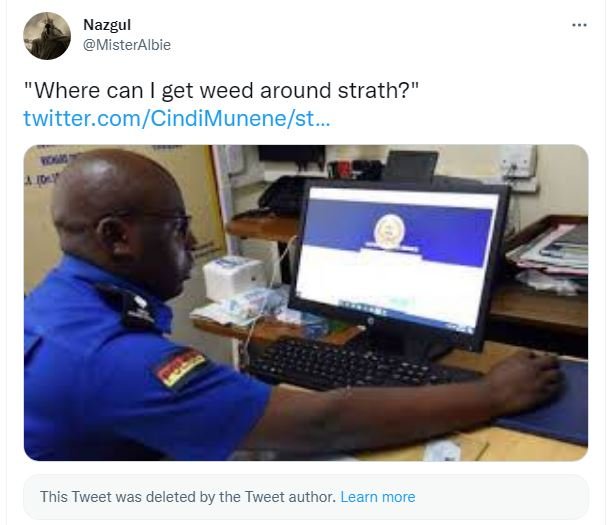 Nazgul MisterAlbie 'Where can get weed around strath? twitter comCindiMunenelst