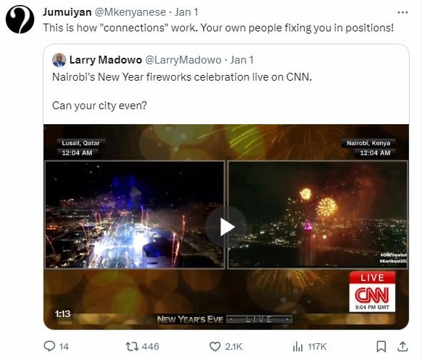 Jumuiyan mkenyanese jan 1 this is how connections' work. your own people fixing