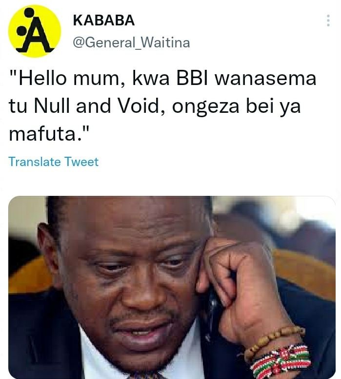 Kababa general_waitina 'hello mum, kwa bbi wanasema tu null and void, ongeza bei