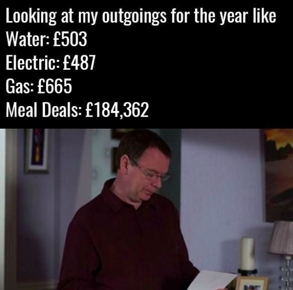Looking at my outgoings for the year like water 503 electric 487 gas 665 meal de