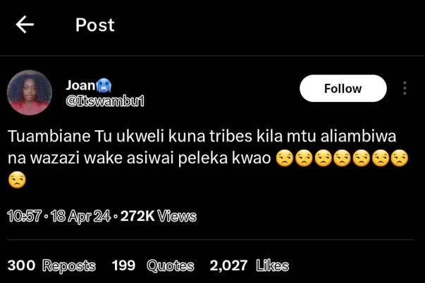 Post joan iswanbu follow tuambiane tu ukweli kuna tribes kila mtu aliambiwa na w