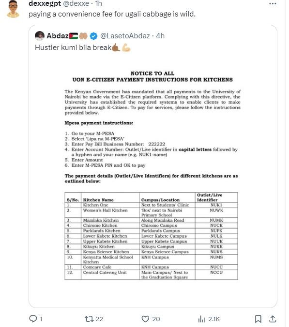 Dexxegpt dexxe oaying convenience fee for ugali cabbage is wild. abdaz lasetoabd