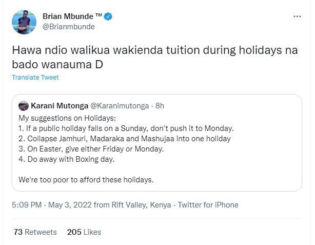 Brian mbunde brianmbunde hawa ndio walikua wakienda tuition during holidays na b