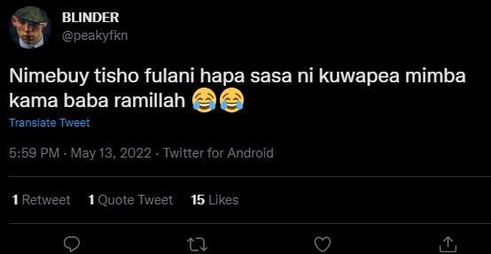 Blinder peakyfkn nimebuy tisho fulani hapa sasa ni kuwapea mimba kama baba ramil