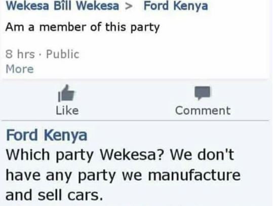 Wekesa bill wekesa ford kenya am member of this party 8 hrs public more like com