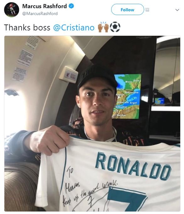 Marcus rashford marcusrashford follow thanks boss cristiano 7p ronaldo hunss sk0