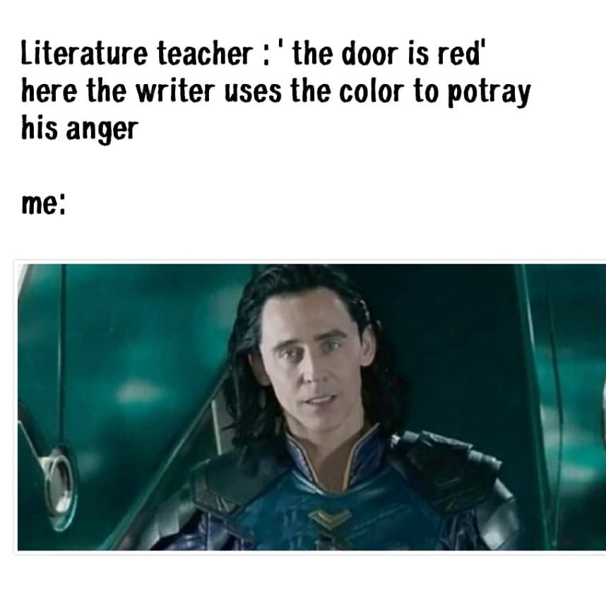 Literature teacher the door is red' here the writer uses the color to potray his