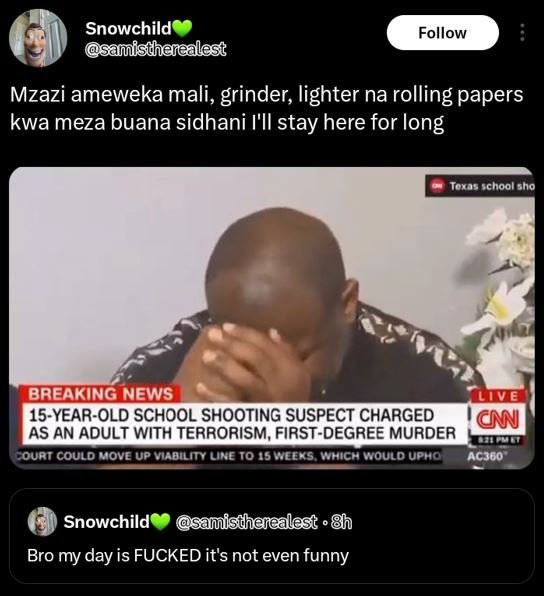 Snowchild samisthacalest follow mzazi ameweka mali, grinder lighter na rolling p