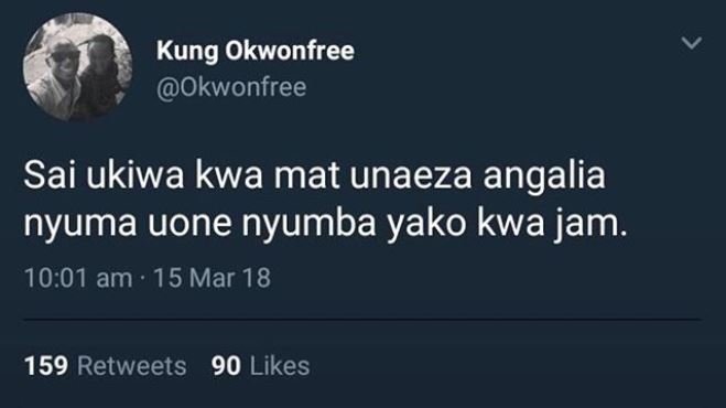 Kung okwonfree okwonfree sai ukiwa kwa mat unaeza angalia nyuma uone nyumba yako