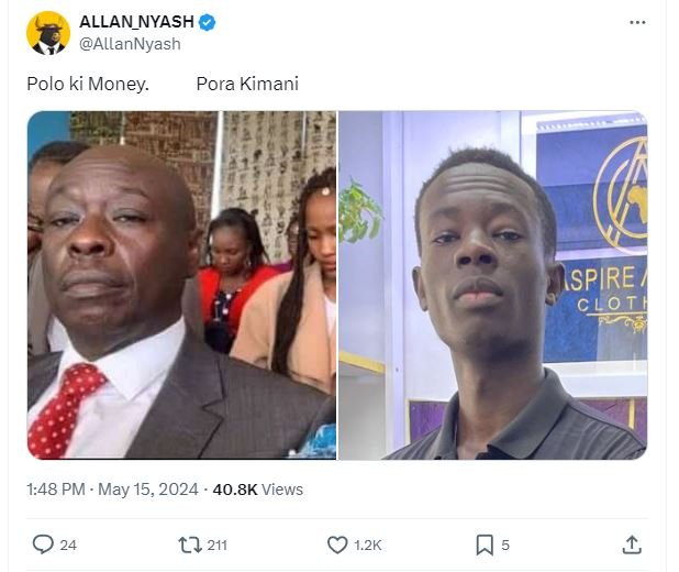 Allan_nyash allannyash polo ki money. pora kimani ispire 1.48 pm . may 15, 40.8k