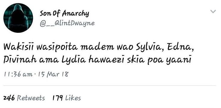 Son 0f anarchy lintdwayne wakisii wasipoiła madem wao sylvia, edna, divinah ama