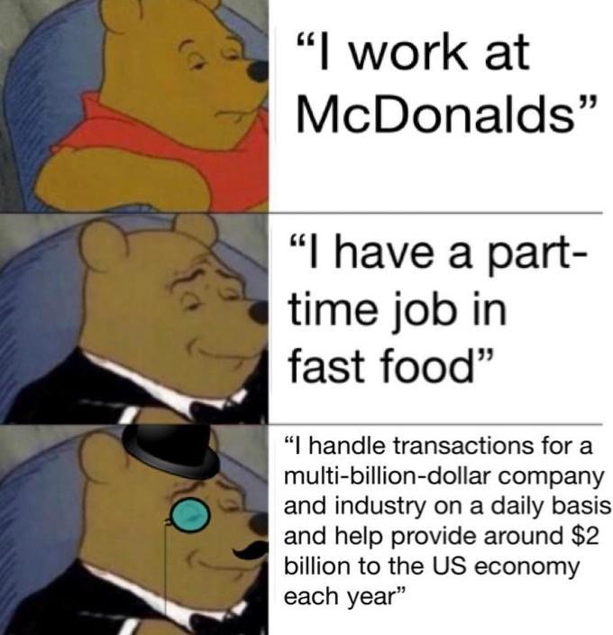 ' work at mcdonalds 9 ihave a part time job in fast food 1handle transactions fo