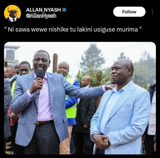 Allan_nyash allannysh follow ni sawa wewe nishike tu lakini usiguse murima