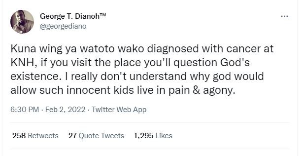 George T. Dianoh M 'georgediano Kuna wing ya watoto wako diagnosed with cancer a