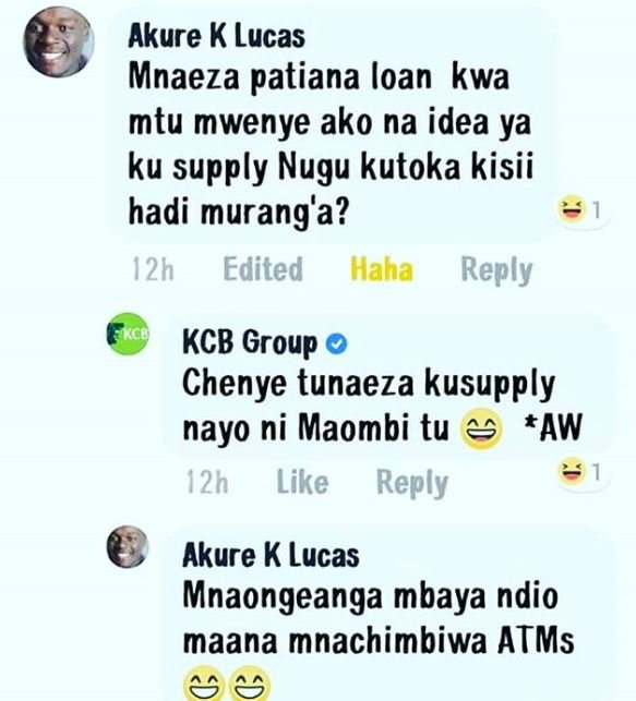 Akure k lucas mnaeza patiana loan kwa mtu mwenye ako na idea ya ku supply nugu k