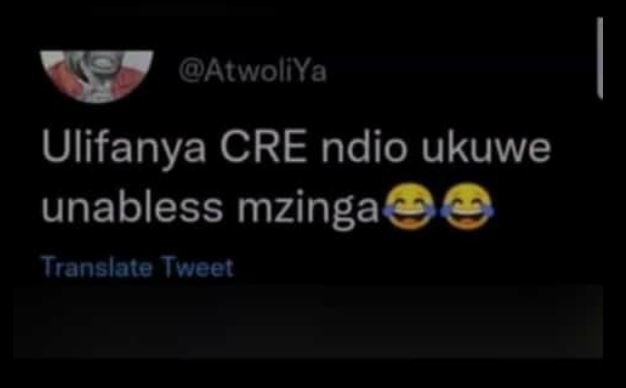 Atwoliya ulifanya cre ndio ukuwe unabless mzinga translate tveet