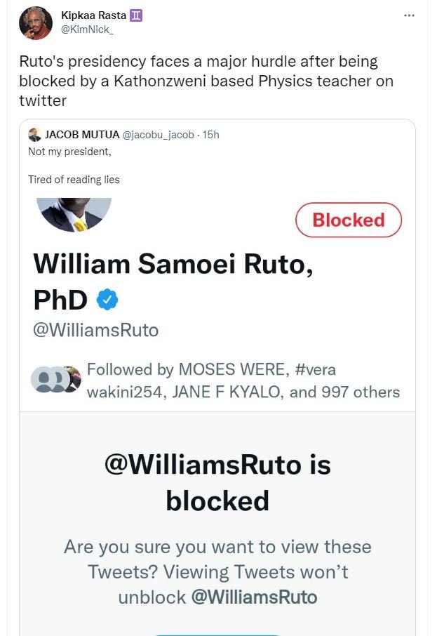 Kipkaa rasta i kimnick _ ruto's presidency faces a major hurdle after being bloc