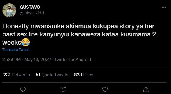 Gustavo luhya_kidd honestly mwanamke akiamua kukupea story ya her past sex life