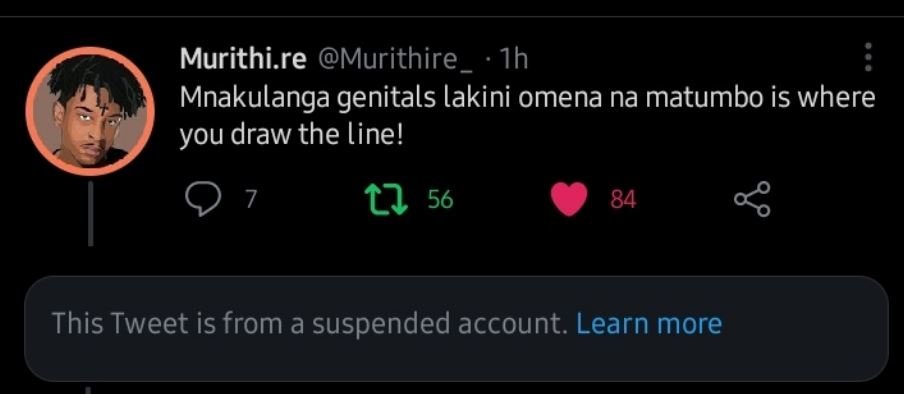 Murithi re Murithire Ih Mnakulanga genitals lakini omena na matumbo is where you