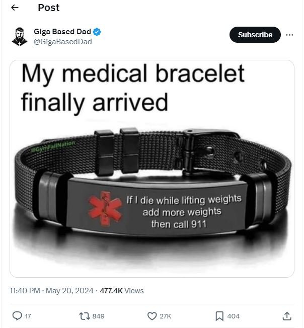 Post giga based dad gigabaseddad subscribe my medical bracelet finally arrived i