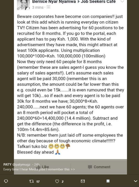 Bernice nyar nyamwa 3 mins job seekers cate beware corporates have become con co