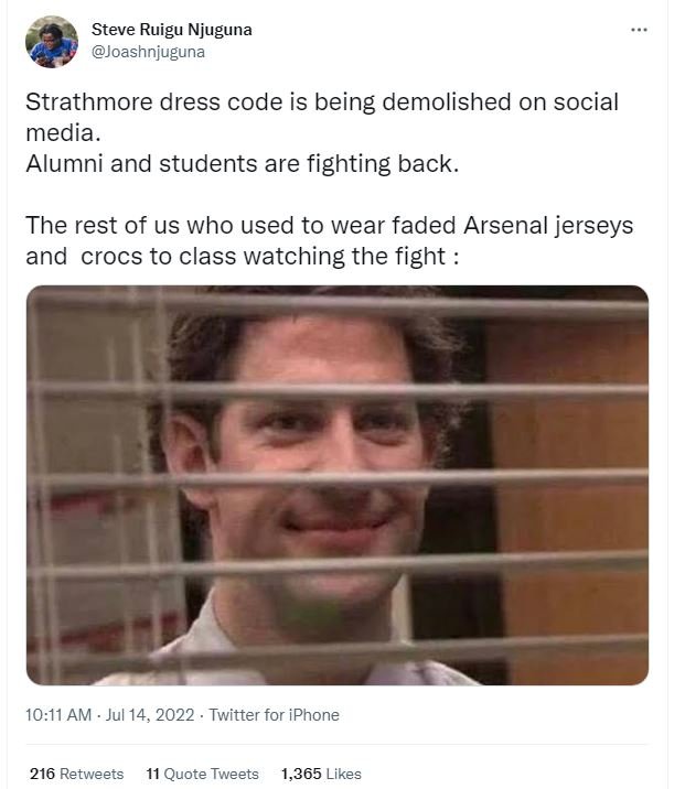 Steve ruigu njuguna joashnjuguna strathmore dress code is being demolished on so