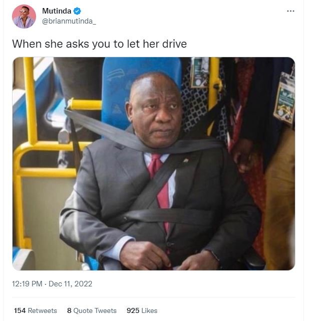 Mutinda brianmutinda when she asks you to let her drive 12.19 pm dec 11, 154 ret