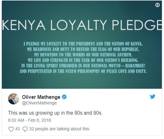 Kenya loyalty pledge 1 pledge vy loyalty to tie president anu tie nation of keny