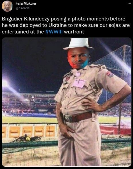 Fafa Mukuru osoroKE Brigadier Kilundeezy posing a photo moments before he was de