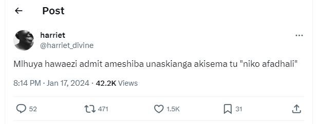 Post harriet harriet_divine mlhuya hawaezi admit ameshiba unaskianga akisema tu