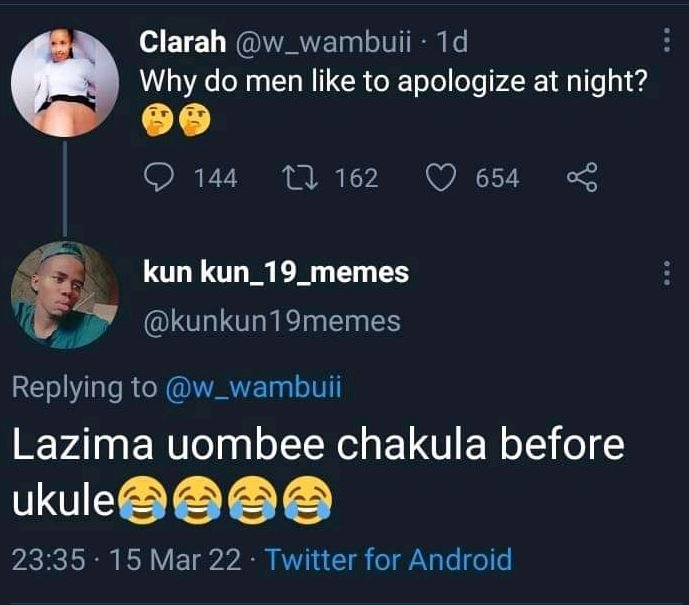 Clarah w_wambuii id why do men like to apologize at night? 144 12 162 654 00 kun