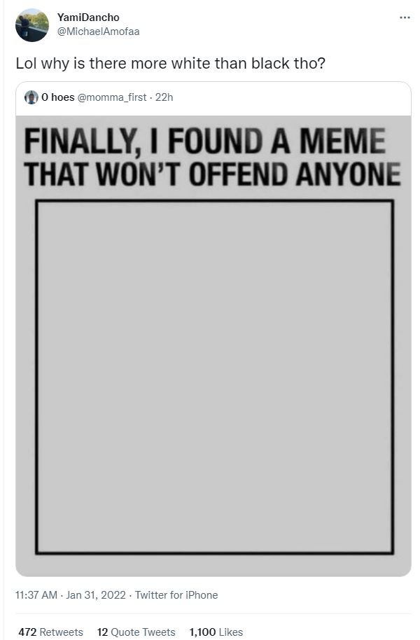 YamiDancho MichaelAmofaa Lol why is there more white than black tho? 0 hoes momm