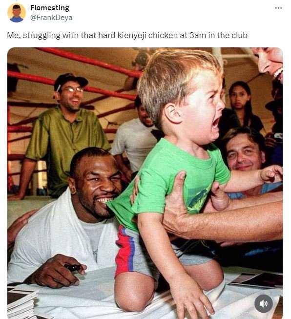 Flamesting frankdeya me, struggling with that hard kienyeji chicken at 3am in th