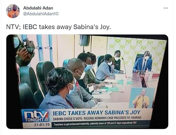 Abdulahi Adan AbdulahiAdan1o NTV IEBC takes away Sabina's Joy. nty IEBC TAKES AW