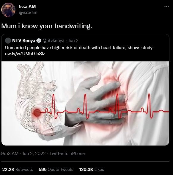 Issa am issxdiin mum i know your handwriting. ntv kenya ntvkenya jun 2 unmarried