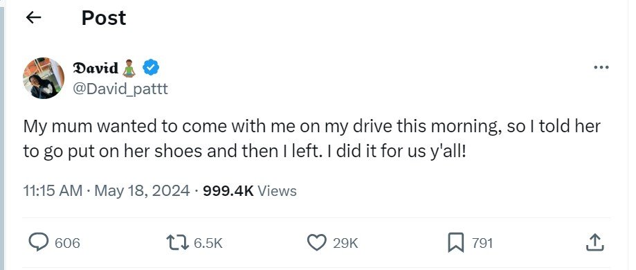 Post david david_pattt my mum wanted to come with me on my drive this morning so