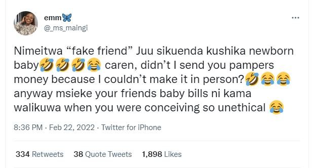 emm 88 _ms_maingi Nimeitwa fake friend Juu sikuenda kushika newborn baby caren d