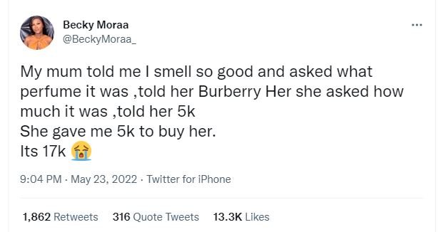 Becky moraa beckymoraa my mum told me smell so good and asked what perfume it wa