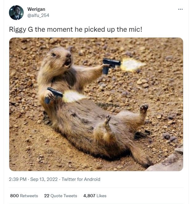 Werigan alfu_254 riggy g the moment he picked up the mic! 2.39 pm sep 13, twitte