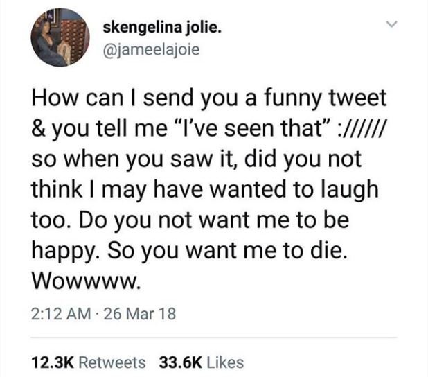 Skengelina jolie. jameelajoie how can send you a funny tweet you tell me ve seen
