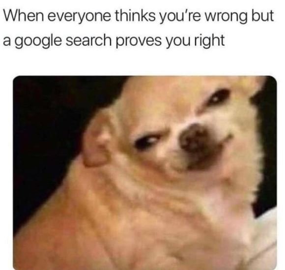 When everyone thinks you're wrong but a google search proves you right