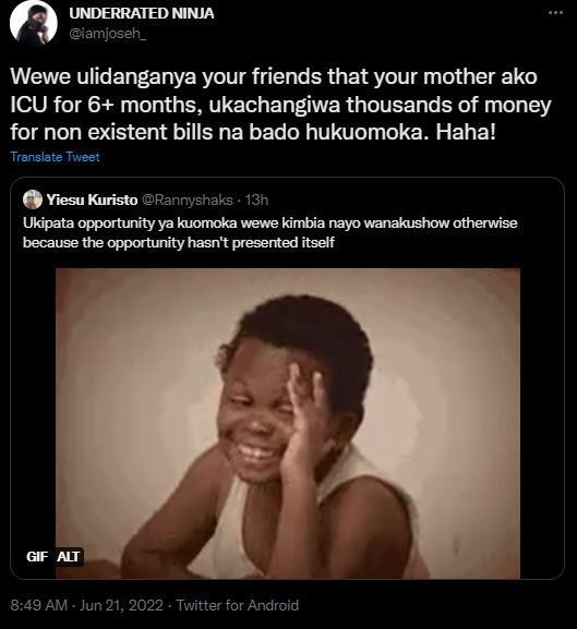 Underrated ninja iamjoseh_ wewe ulidanganya your friends that your mother ako ic